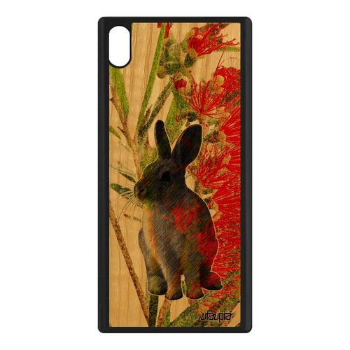 Coque Lapin Sony Xperia Xa1 Ultra En Bois Silicone Portable Fleurs Case Animaux Telephone Nature Design Animal Lapine De Paques Vert