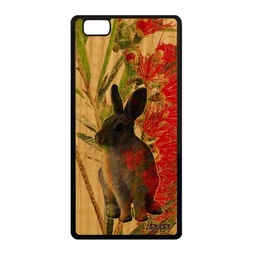 Coque Bois Huawei P8 Lite 2015 Silicone Lapin De Paques Ale-L04 Etui Lapine Nature Belier Animal De Protection Vert Made In France