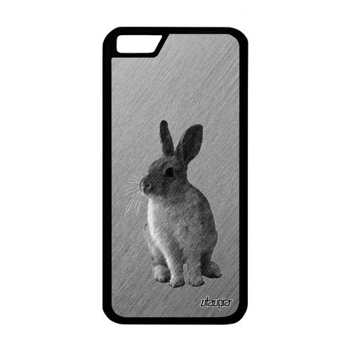 Coque Pour Iphone 6 6s En Silicone Lapin Animaux 4g De Protection 32 Go De Paques Noir Joli Lapine Belier Dessin Design Animal