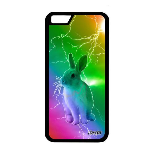 Coque Iphone 6 6s Silicone Lapin Arc En Ciel Eclair Lapine De Paques 32 Go Design Souple Lièvre Alu Noir Nain Animal Rigide Et