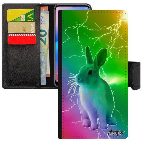 Coque Iphone 11 Pro Max Simili Cuir Rabat Lapin Multicolore Lapine Lièvre Rigide Nain Portable Etui 256 Go Vert Animaux Design