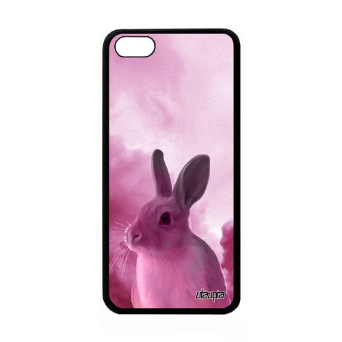 Coque Apple Iphone 5c Silicone Lapin Lapine Lièvre Animal Rose De Paques Telephone Ciel Belier Nuage Antichoc Design Mignon Pas Cher