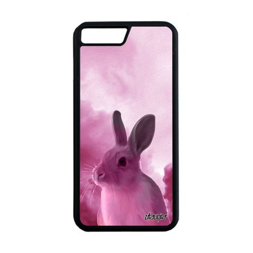 Coque Iphone 7+ Plus Silicone Lapin Lièvre Case Lapine Belier Nuage Bumper Smartphone De Paques Rose Tpu Animaux Etui Animal