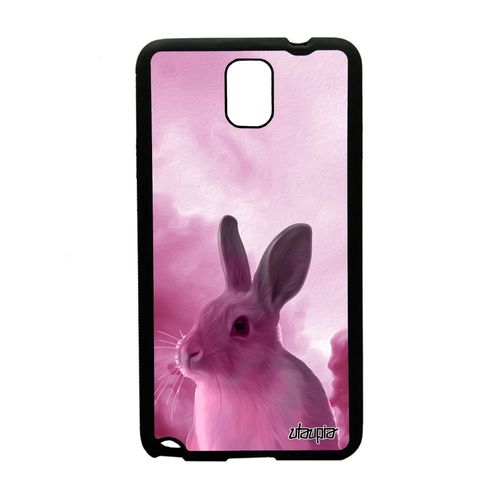 Coque Samsung Galaxy Note 3 Silicone Lapin Animal Lièvre Unique Case Design Mignon Metal Lapine Belier Sm-N900 Animaux Rose Ciel De