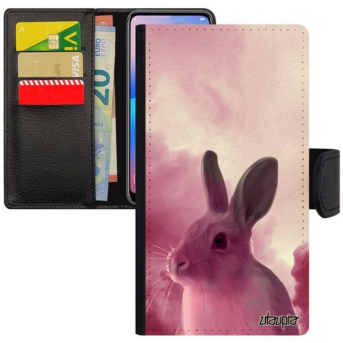 Coque Pour Xiaomi Redmi Note 6 Pro Cuir Portefeuille Lapin Design Mignon Etui Rose Animaux Flip Case Animal Nuage Ciel Antichoc De