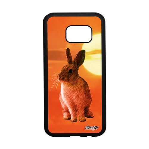 Coque Galaxy S7 En Silicone Lapin Souple Mignon Lapine Design De Paques De Protection Orange Animaux Lièvre Etui Smartphone Samsung