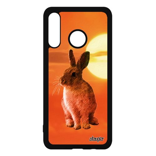 Coque Silicone Huawei P30 Lite Lapin Couché De Soleil Lapine Belier Alu Cover Ciel Lièvre Animaux Etui Orange Housse Mobile Animal