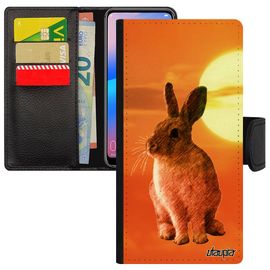 Coque Honor 8a Rabat Portefeuille Lapin Lièvre Belier Original Ciel Smartphone Mignon Animaux Design Animal De Paques Lapine Orange