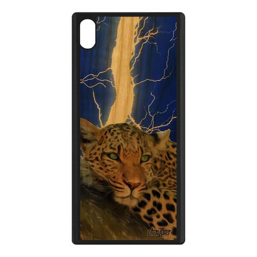 Coque Leopard Guepard Jaguar Sony Xperia Xa1 Ultra Bois Silicone 4g Bleu Foudre Sauvage Design Souple Housse Portable Pas Cher Felin