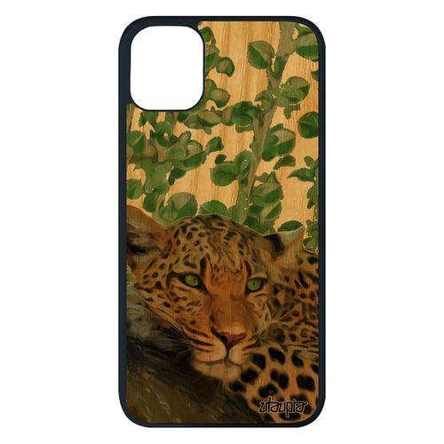 Coque En Bois Leopard Guepard Jaguar Iphone 11 Pro Max Silicone Vert Case Telephone Felin Predateur Design Nature Animaux De