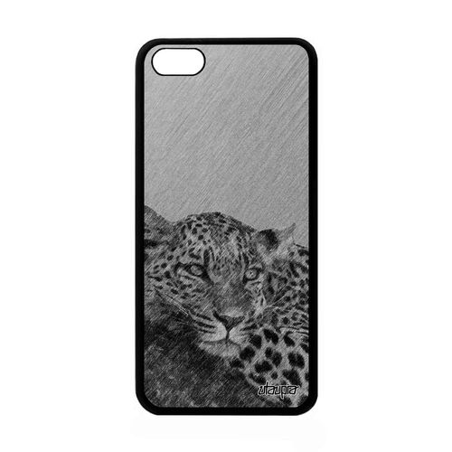 Coque Iphone 5c En Silicone Leopard Guepard Jaguar Animaux Rigide Gris Design Animal Telephone Predateur Dessin Felin Afrique Apple