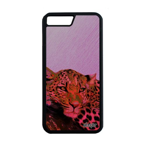 Coque Iphone 7+ Plus Silicone Leopard Guepard Jaguar Predateur Etui Fauve Animaux Afrique Originale Texture Case Design Rose