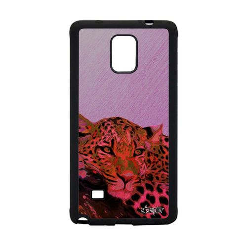 Coque En Silicone Samsung Galaxy Note 4 Leopard Guepard Jaguar Case Sauvage Rose Design Animal Cover Afrique Fauve Telephone Felin