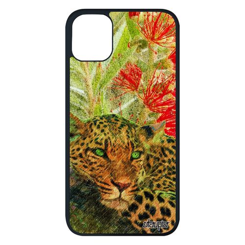 Coque Silicone Iphone 11 Pro Max Leopard Guepard Jaguar Predateur Felin Housse Metal Animal Fauve Dessin Afrique Vert Sauvage