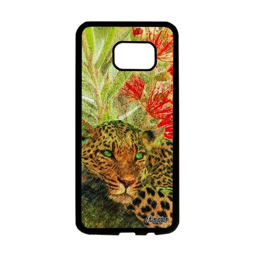 Coque Silicone Galaxy S7 Edge Leopard Guepard Jaguar Animal Case Antichoc Felin Personnalisé Motif Nature Fauve Dessin Vert Samsung