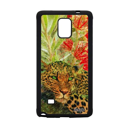 Coque Silicone Leopard Guepard Jaguar Galaxy Note 4 Antichoc Fleurs Fauve Animal Predateur Vert Sauvage Rigide Afrique Etui Samsung