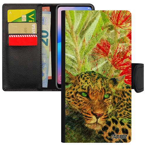 Coque Leopard Guepard Jaguar Samsung Galaxy A8 2018 Simili Cuir Portefeuille Porte Cartes Pu Telephone Vert Etui Sauvage Housse De