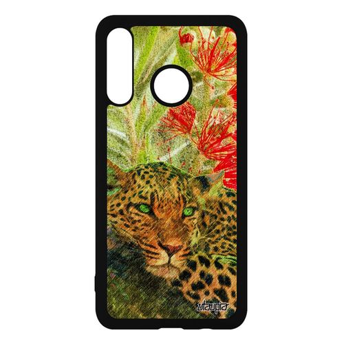 Coque Silicone Leopard Guepard Jaguar Huawei P30 Lite Smartphone Animaux Solide Sauvage Predateur Etui Vert Design Case Felin Fauve
