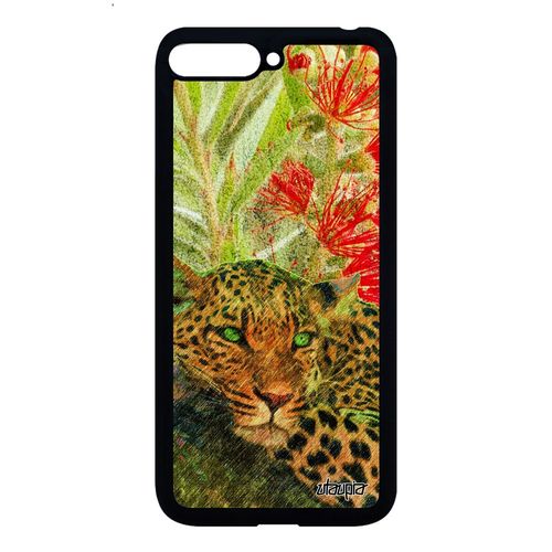 Coque Huawei Y6 2018 Silicone Leopard Guepard Jaguar Vert Felin Dessin Rigide Sauvage Antichoc Design Fauve Aluminium Fleurs Animal