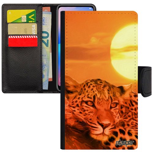 Coque Leopard Guepard Jaguar Pour Xiaomi Redmi Note 6 Pro Rabat Etui Orange Smartphone Telephone Design Couché De Soleil Ciel Felin
