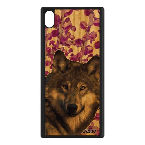 Coque Silicone Sony Xperia Xa1 Ultra En Bois Loup Predateur G3223 Pas Cher Mobile Lupus Housse Plante Animal Antichoc Telephone Rose