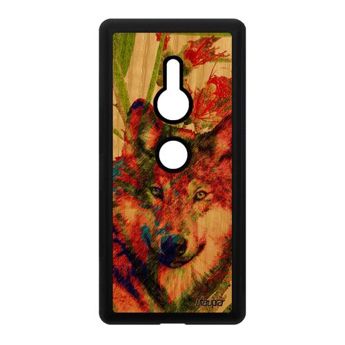 Coque Bois Silicone Telephone Pour Sony Xperia Xz2 Loup Vert Housse Predateur Design Personnalisé Alpha Animaux Louve Animal Nature