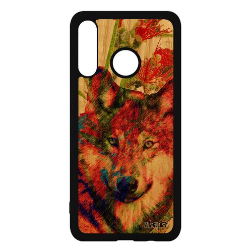 Coque Huawei P30 Lite Bois Silicone Loup Louve Frêne Portable Alpha Rigide Vert Predateur Peinture Animaux Animal Pas Cher Nature De