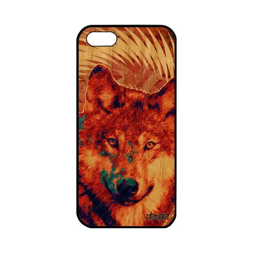 Coque En Bois Silicone Apple Iphone 5 5s Se Loup 32 Go Orange Case Tpu Mandala Cover Animal Louve De Protection 4g Predateur Texture