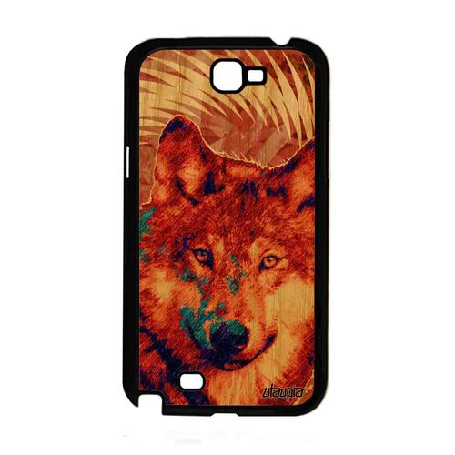 Coque Bois Galaxy Note 2 Silicone Loup De Protection Predateur Louve Personnalisé Texture Animaux Design Orange Animal Case Samsung