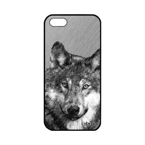 Coque Loup Iphone 5 5s Se Silicone Alpha 64 Go Animal Housse Lupus Noir Smartphone Dessin Louve Effet Predateur Animaux Gris Apple
