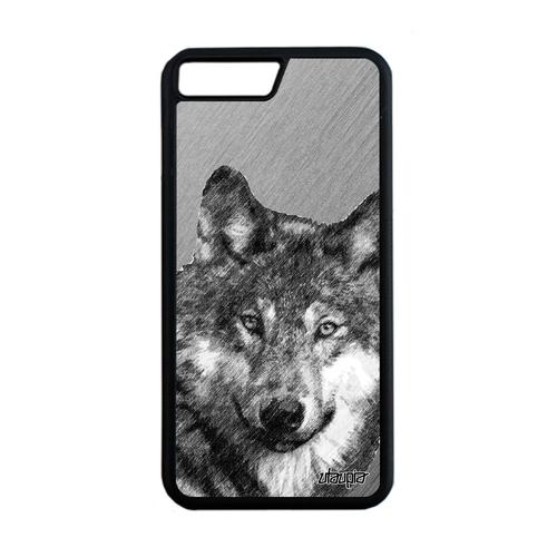 Coque Iphone 7+ Plus Silicone Loup Lupus Gris Animaux Design 32 Go Case Housse Louve Dessin Animal Effet Pas Cher Predateur De