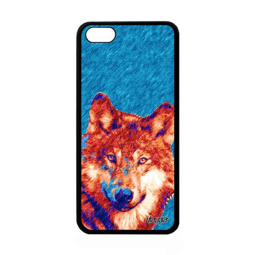 Coque Apple Iphone 5c Silicone Loup 16 Go Animal Animaux Telephone Rouge Bête Sauvage Predateur Dessin Souple Noir Mobile Portable