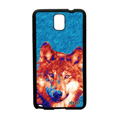 Coque Samsung Galaxy Note 3 Silicone Loup Bête Sauvage Case Animal Predateur Multicolore Etui Rouge Design Moderne Animaux Cover De