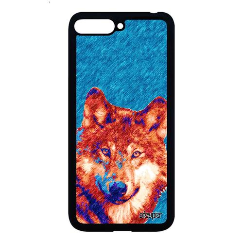 Coque Huawei Y6 2018 Silicone Loup Rigide Case Rouge Dessin Design Tpu Motif Bête Sauvage Predateur Moderne Animal Multicolore Louve