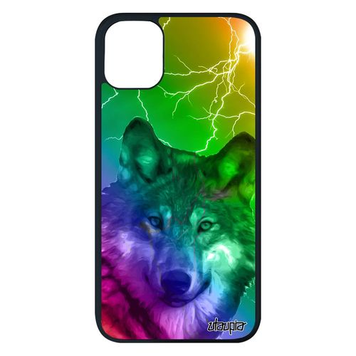 Coque Pour Iphone 11 Pro Max Silicone Loup Vert Multicolore Etui Animal Arc En Ciel Design Case Predateur Telephone Alpha De