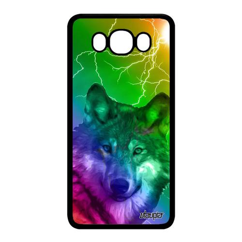 Coque Pour Samsung J7 2016 Silicone Loup Housse Design Souple Animal 4g Vert Arc En Ciel Louve Animaux Alpha Made In France Galaxy