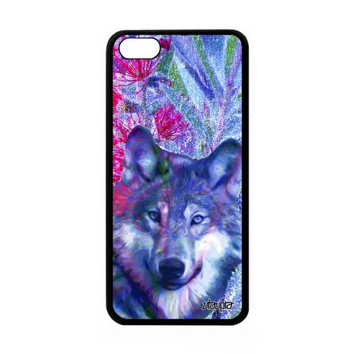 Coque Iphone 5c Silicone Loup Animal Caoutchouc Nature Telephone Smartphone Fleurs Bête Sauvage Housse Rose Pas Cher Animaux Apple
