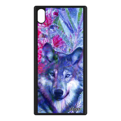 Coque Loup Sony Xperia Xa1 Ultra Silicone Etui Rose Animal Cover Mobile Louve Design Alu Animaux Bête Sauvage Antichoc Fleurs Dessin