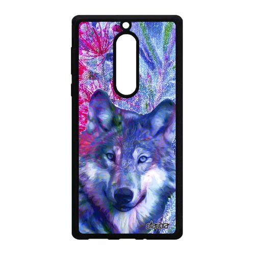 Coque Pour Nokia 5 Silicone Loup Dessin Personnalisé Animaux Alu Animal Rose Fleurs Ta-1053 Design Louve Bête Sauvage Made In France