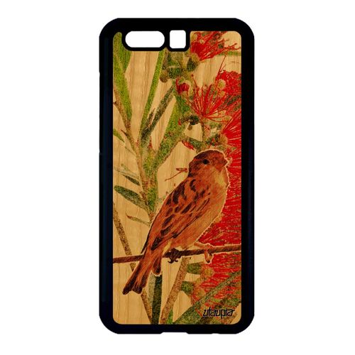 Coque Antichoc Honor 9 Bois Silicone Oiseau Peinture Smartphone Moineau Stf-Al10 De Protection Petit Vert Animal Design Motif Nature