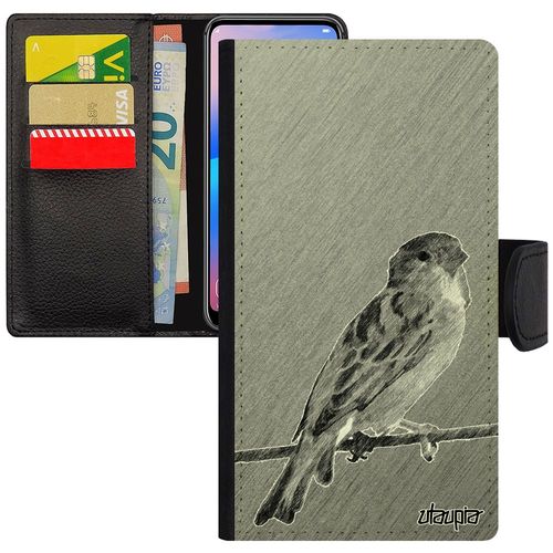 Coque Oiseau Xiaomi Redmi Note 6 Pro Cuir Portefeuille Porte Cartes À Clapet Telephone Gris Etui Nature Housse Animal Rigide Design