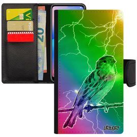 Coque Iphone 8+ Plus Simili Cuir Portefeuille Oiseau Petit Vert 4g Case Solide Eclair Magnetique Design Antichoc Animaux De