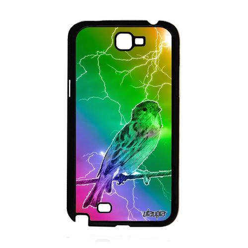 Coque Pour Galaxy Note 2 Silicone Oiseau Eclair Multicolore Nature Petit Housse Animal Mobile Arc En Ciel Animaux Moineau De Samsung