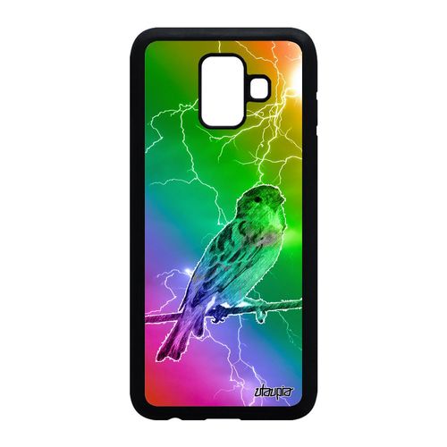 Coque Silicone Samsung Galaxy A6 2018 Oiseau Multicolore Sm-A600fn Metal Animal Telephone Bumper Case Eclair Vert Nature Design De