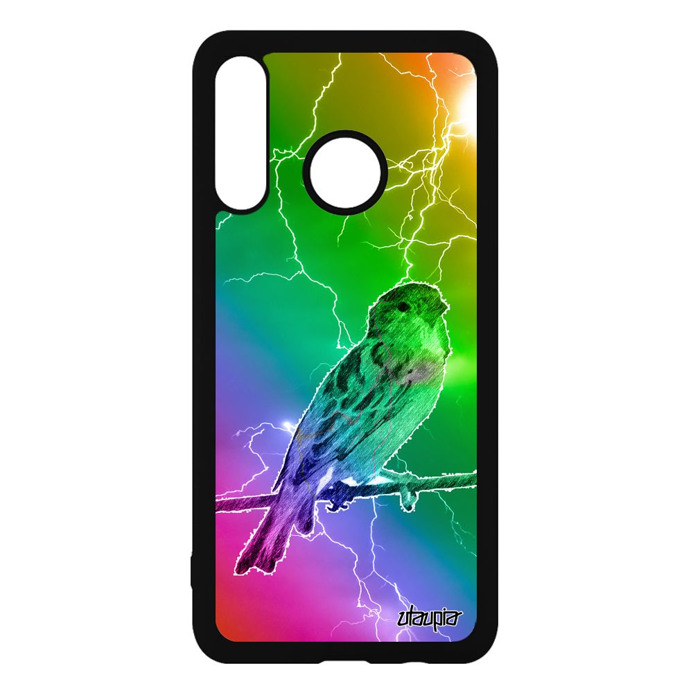Coque Silicone Huawei P30 Lite Oiseau Animaux Nature Animal Vert Telephone Bumper Moineau Eclair Petit Design Arc En Ciel Antichoc