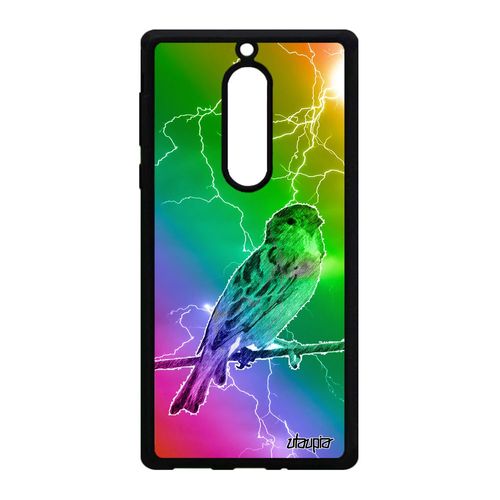 Coque Nokia 5 Silicone Oiseau Design Personnalisé Multicolore Animaux Arc En Ciel Eclair Portable Alu Petit Moineau Vert Animal