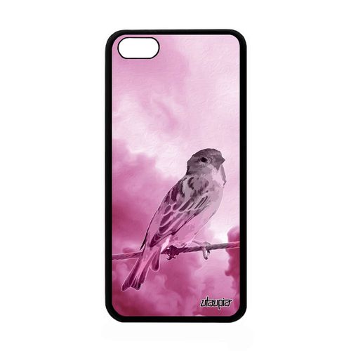 Coque Pour Apple Iphone 5c En Silicone Oiseau Animaux Design Rose Nature Petit Animal Nuage 4g Portable De Protection Ciel Moineau