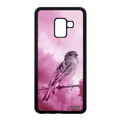Coque Oiseau Pour Samsung Galaxy A8 2018 Silicone Ciel Telephone Antichoc Rose Animaux Design Personnalisé Petit Nature Nuage Case