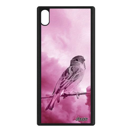 Coque Pour Sony Xperia Xa1 Ultra Silicone Oiseau Telephone Moineau Petit Rose Ciel Mobile Nature Design Animaux Animal Antichoc De