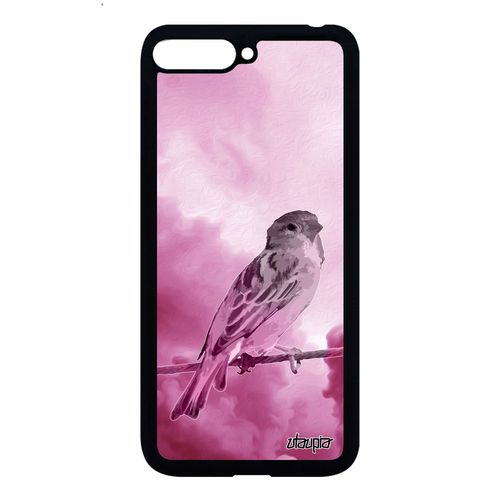 Coque Pour Huawei Y6 2018 Silicone Oiseau Moineau Nuage Nature Petit Portable Design Ciel Animal Animaux Case Rigide Original Rose